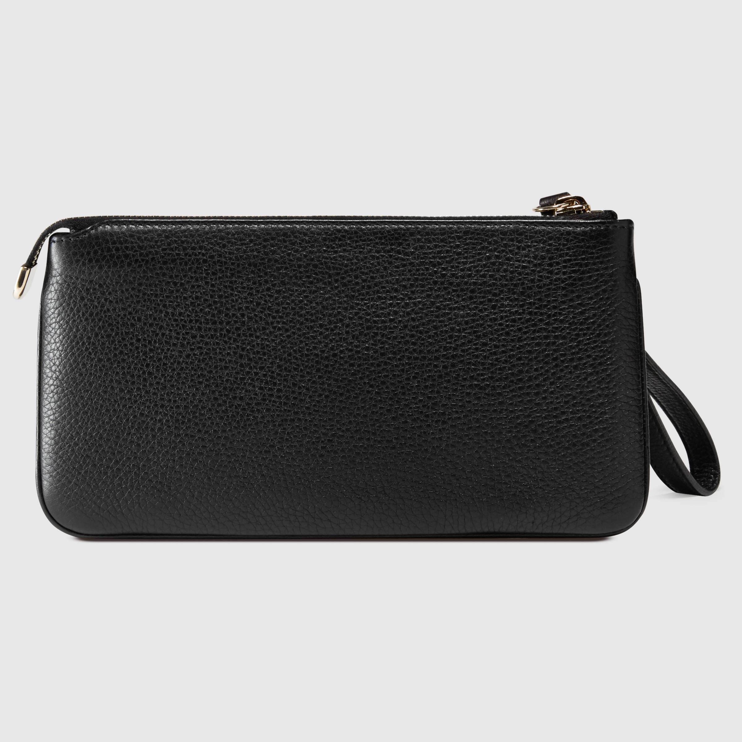 gucci black leather wristlet